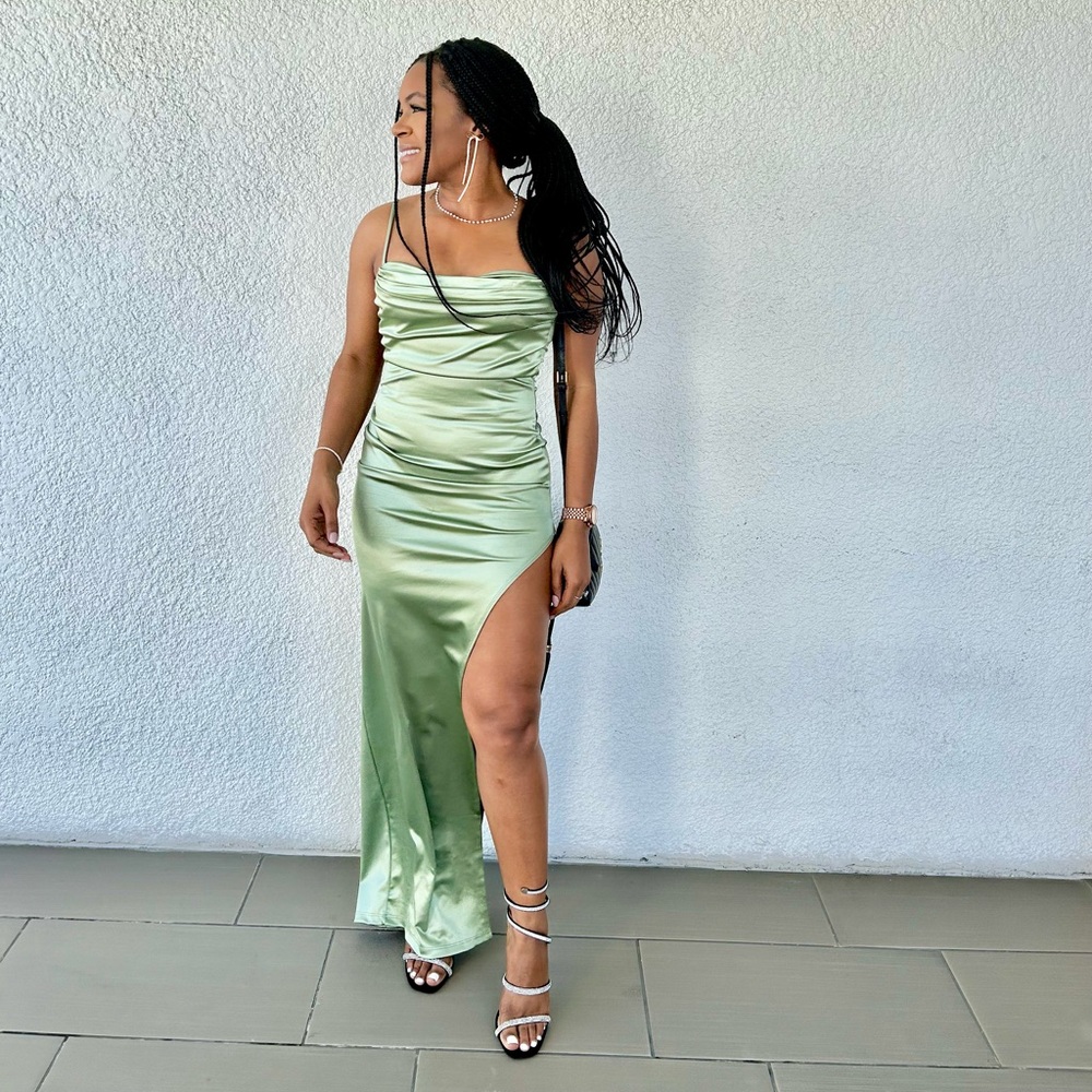 Windsor Green Wedding Guest Dress - Maxi with Slit